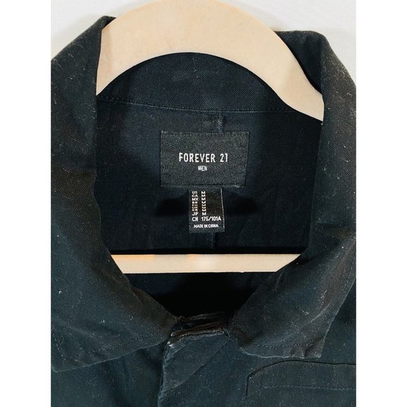 Forever 21 Button Up Shirt Medium Black Long-Sleeve Casual Mens. - Picture 3 of 9